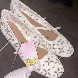 wild fable White Floral Cutout Mary Jane Flats with Ankle Strap